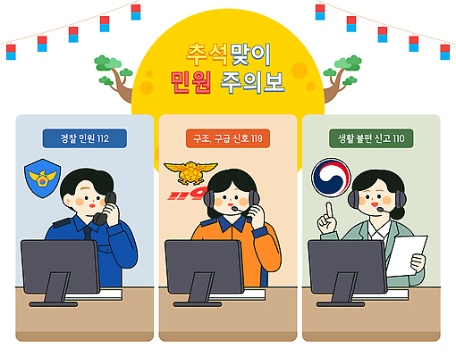 여자 남자 일러스트 안전 생활 추석 긴급 도움 경찰 상담원 한복 서비스 상담 예방 지역 통화 시민 구급 신고 지원 민원 국내일러스트 AI파일 직업 한국전통 명절 컨셉 모션 사람 사무원 전통의상 국민 요청 파일형식 벡터 전통 기념일 한국 아시아 이벤트 나라
