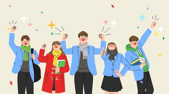 학생 옷 여자 남자 교복 일러스트 졸업 응원 고등학교 웃음 친구 목도리 주먹 기쁨 축하 입시 수험생 격려 입시생 국내일러스트 AI파일 잡화 교육 감정 컨셉 학교 관계 모션 고등학생 표정 사람 학습 파일형식 벡터 청소년