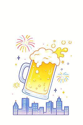 JPG 음료 일러스트 하늘 수채화 맥주 폭죽 불꽃놀이 컵 보라색 축제 거품 기쁨 도시 저녁 맥주축제 국내일러스트 AI일러스트 AI콘텐츠 식기 감정 컬러 놀이 주류 밤 야간 파일형식 자연요소