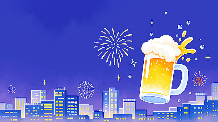 JPG 음료 야경 일러스트 수채화 맥주 폭죽 불꽃놀이 이벤트 빌딩 파티 보라색 축제 기쁨 도시 밤 시원함 즐거움 소음 맥주축제 국내일러스트 AI일러스트 AI콘텐츠 감정 컬러 놀이 주류 풍경 건물 소리 야간 파일형식 자연요소 건축물 건축