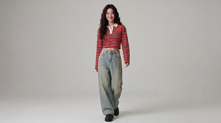 JPG 모델 편집이미지 옷 여자 패션 셔츠 스튜디오 미소 걷기 촬영 줄무늬 청바지 의료성형뷰티 스타일 편집실사 AI인물포토 AI콘텐츠 상의 무늬 바지 모션 표정 사람 CG 파일형식 AI포토 하의