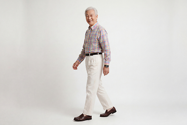 JPG 편집이미지 옷 할아버지 노년 남자 포즈 셔츠 웃음 걷기 자신감 체크무늬 의료성형뷰티 편집실사 AI인물포토 AI콘텐츠 감정 상의 무늬 모션 표정 사람 성인 CG 파일형식 AI포토