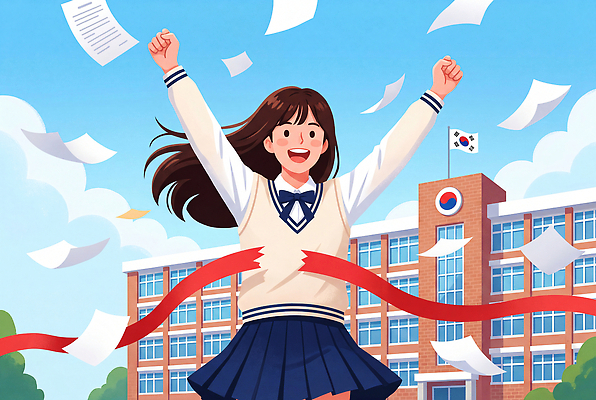 JPG 학생 교복 종이 일러스트 학교 청소년 하늘 날리기 한국 웃음 맑음 기쁨 축하 결과 국내일러스트 옷 교육 감정 아시아 컨셉 모션 날씨 표정 사람 파일형식 나라