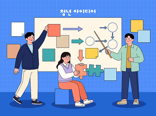 조각 일러스트 협력 아이디어 실내 앉기 청년 학습 가리킴 보드 퍼즐 그룹 토론 문제 해결 창의성 피드백 국내일러스트 AI파일 교육 스포츠 컨셉 모션 손짓 성인 내부 파일형식 벡터 사람