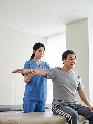 JPG 편집이미지 손 여자 남자 신체 스트레칭 환자 간호사 전문직 팔 물리치료 물리치료사 재활 재활운동 의료성형뷰티 편집실사 AI인물포토 AI콘텐츠 직업 의학 사람 신체부위 치료 운동 의료진 CG 치료사 파일형식 AI포토 건강