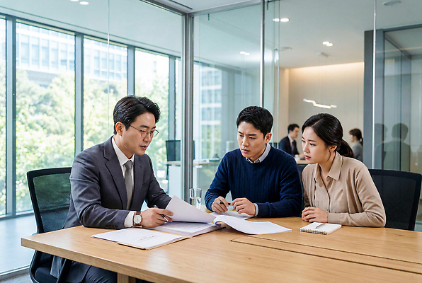 JPG 편집이미지 여자 남자 종이 창 회의 협력 대화 사무실 듣기 법률가 상담 문서 전문 조언 의료성형뷰티 편집실사 법률사무소 AI인물포토 AI콘텐츠 직업 비즈니스 모션 말하기 사람 CG 파일형식 AI포토