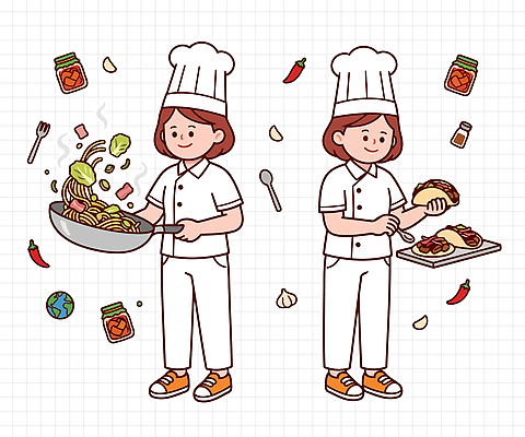 직업 식기 아시아 한식 음식 생활용품 파스타 솥 파일형식 벡터 요리사 볶음 접시 요리 스파게티 주방용품 양념 냄비 AI파일 국내일러스트 일러스트 문화 한국 축제 김치