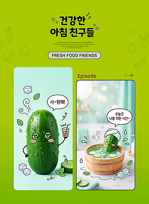 PSD 편집이미지 캐릭터 디자인 음료 음식 오이 친구 목욕 신선 즐거움 그림 건강식 이미지편집 감정 채소 관계 청결 파일형식 위생