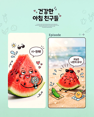 PSD 편집이미지 캐릭터 오렌지 과일 물놀이 휴식 오이 수박 해변 여름 친구 즐거움 그림 건강식 이미지편집 계절 감정 음식 바다 컨셉 채소 관계 놀이 파일형식
