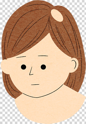 편집이미지 응시 여자 얼굴 어린이 백그라운드 앞모습 갈색 머리카락 그림 PNG 베이지색 스타일 단순 시선 뷰포인트 컬러 사람 신체부위 머리 파일형식