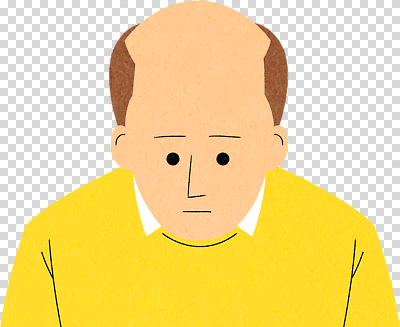 편집이미지 캐릭터 옷 남자 표정 앞모습 노란색 머리 벗겨짐 스웨터 어깨 그림 PNG 단순 뷰포인트 컬러 상의 모션 사람 신체부위 파일형식