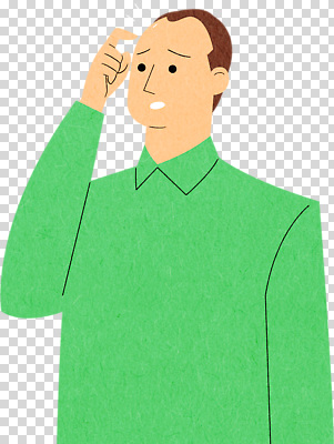 편집이미지 캐릭터 남자 셔츠 생각 표정 초록색 머리 집중 그림 이미지 문제 PNG 이마 컬러 컨셉 상의 사람 신체부위 파일형식 옷