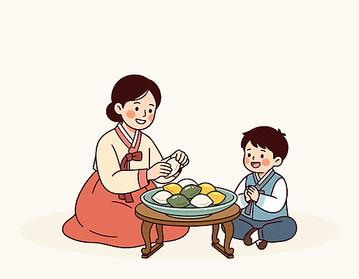 전통 명절 아들 음식 일러스트 가족 엄마 디저트 떡 한국 요리 사람 즐거움 송편 만들기 송편빚기 방안 국내일러스트 AI파일 기념일 감정 아시아 관계 모션 추석 요리중 파일형식 벡터 나라 이벤트