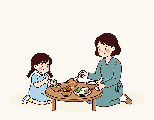 한식 일러스트 재료 가족 모녀 웃음 사람 일상 송편 송편빚기 맛있는 국내일러스트 AI파일 딸 음식 관계 엄마 떡 표정 라이프 추석 요리중 파일형식 벡터 명절 모션 생활 전통 기념일 이벤트