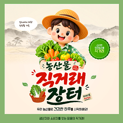 템플릿 직업 사람 농산물 쇼핑 거래 배송 파일형식 벡터 남자 직거래 시장 채소 신선 구매 건강 지역 음식 농부 AI파일 이미지템플릿 로컬푸드