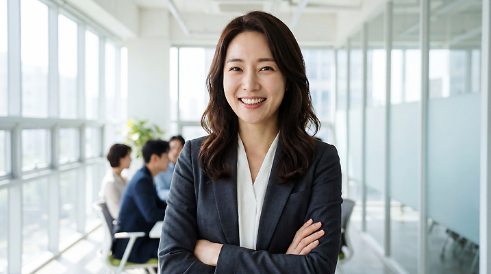 JPG 편집이미지 여자 회의 커뮤니케이션 협력 직장 미소 사무실 팔짱 비즈니스우먼 전문직 동료 의료성형뷰티 편집실사 AI인물포토 AI콘텐츠 직업 회사 비즈니스 관계 모션 표정 사람 직장인 CG 파일형식 AI포토