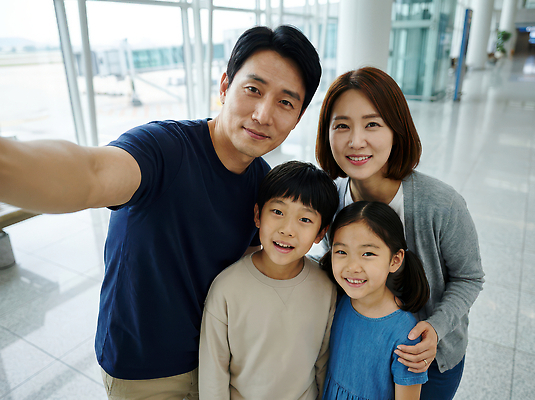 JPG 편집이미지 어린이 해외여행 웃음 여러명 부모 모임 공항 셀프카메라 즐거움 가족사진 설렘 의료성형뷰티 편집실사 AI인물포토 AI콘텐츠 해외 감정 여행 다수 가족 교통시설 표정 사람 사진촬영 CG 파일형식 단체사진 AI포토 교통 관계 촬영 시설 기념사진