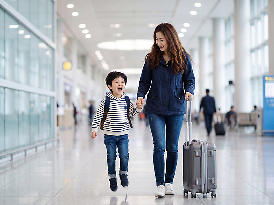 JPG 편집이미지 아들 어린이 해외여행 이동 가방 가족 엄마 웃음 여러명 걷기 손잡기 공항 즐거움 출발 설렘 의료성형뷰티 편집실사 AI인물포토 AI콘텐츠 해외 잡화 감정 여행 다수 컨셉 관계 교통시설 모션 표정 사람 CG 파일형식 AI포토 교통 시설