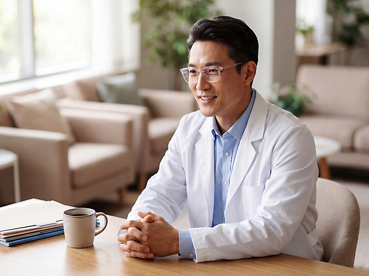 JPG 편집이미지 남자 커피 건강 병원 치료 의사 전문직 상담 문서 치료사 의료성형뷰티 편집실사 AI인물포토 AI콘텐츠 직업 음료 의학 사람 의료진 CG 파일형식 AI포토