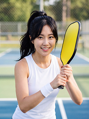 JPG 편집이미지 여자 스포츠 미소 경기 여름 운동 햇빛 연습 의료성형뷰티 편집실사 피클볼라켓 AI인물포토 AI콘텐츠 계절 표정 건강 사람 빛 라켓 CG 파일형식 피클볼 AI포토 스포츠용품 구기 오브젝트