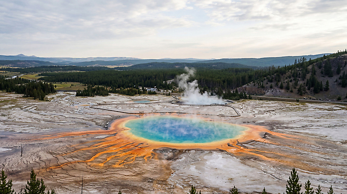 JPG 나무 편집이미지 여행 자연 하늘 풍경 관광지 온천 미국 옐로스톤국립공원 유황 지열 편집실사 AI포토 AI콘텐츠 식물 북아메리카 국립공원 스파 CG 생태계 파일형식 공원 아메리카 공공시설 대륙 시설