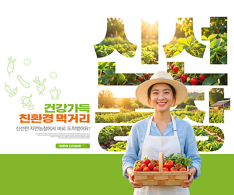 PSD 편집이미지 여자 채소 과일 자연 초록색 농작물 농장 농사 수확 신선 농부 친환경 먹거리 신선도 의료성형뷰티 이미지편집 직업 음식 컬러 농업 사람 환경 생태계 파일형식 산업