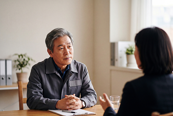 JPG 편집이미지 여자 노년 남자 관계 직장 표정 이야기 대화 앉기 사무실 집중 상담 교류 의료성형뷰티 액티브시니어 편집실사 AI인물포토 AI콘텐츠 컨셉 회사 비즈니스 모션 말하기 사람 성인 실버라이프 CG 파일형식 AI포토 라이프스타일 생활