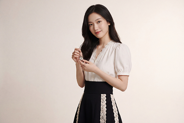 JPG 모델 편집이미지 옷 여자 패션 포즈 모션 앞모습 치마 머리카락 사진촬영 촬영 의료성형뷰티 스타일 편집실사 AI인물포토 AI콘텐츠 뷰포인트 하의 사람 머리 CG 파일형식 AI포토 신체부위