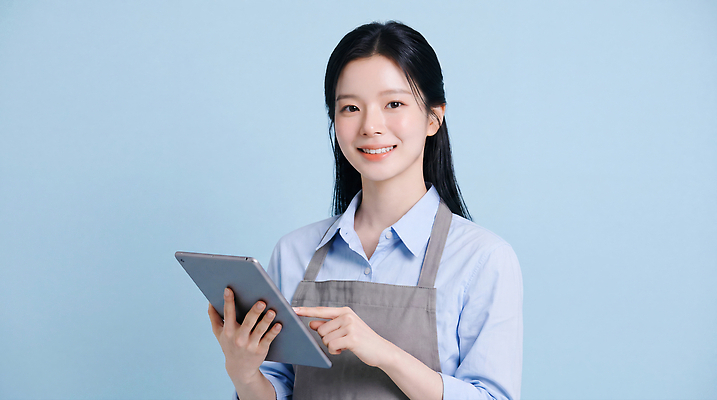 JPG 편집이미지 여자 여유 포즈 기술 표정 작업복 청년 일상 전자제품 태블릿 정보 집중 아르바이트 의료성형뷰티 편집실사 AI인물포토 AI콘텐츠 옷 감정 컨셉 사람 성인 라이프 스마트기기 CG 파일형식 AI포토 생활