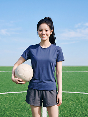 JPG 편집이미지 여자 스포츠 티셔츠 축구공 하늘 웃음 잔디 여름 운동 축구 청바지 축구장 즐거움 의료성형뷰티 편집실사 AI인물포토 AI콘텐츠 풋살 식물 계절 감정 셔츠 바지 공 축구용품 스포츠시설 표정 건강 사람 구기 CG 파일형식 AI포토 스포츠용품 상의 하의 시설 옷 오브젝트