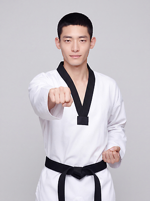 JPG 편집이미지 전통 남자 스포츠 포즈 기술 운동 주먹 무도 연습 태권도 태권도복 검은띠 의료성형뷰티 편집실사 AI인물포토 AI콘텐츠 스포츠용품 모션 건강 도복 사람 격투기 끈 CG 파일형식 AI포토 옷 오브젝트