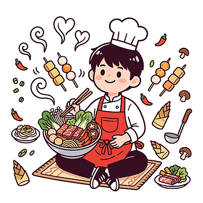 한식 음식 채소 일러스트 재료 식탁 주방용품 육류 요리 주방 요리사 식사 전통음식 도구 맛 수프 국수 준비 마라탕 국내일러스트 AI파일 직업 전통 생활용품 컨셉 식재료 탁자 중식 면류 파일형식 벡터 마라 가구 오브젝트