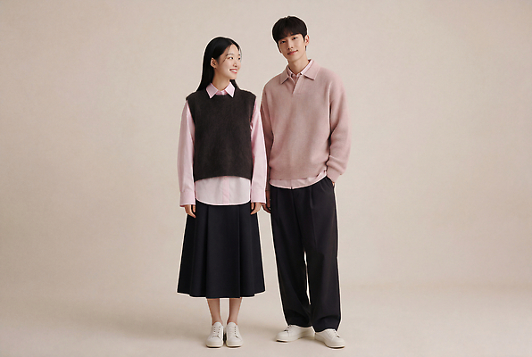 JPG 모델 편집이미지 커플 여자 패션 남자 분홍색 데이트 스튜디오 캐주얼 스웨터 니트 의료성형뷰티 스타일 편집실사 AI인물포토 AI콘텐츠 옷 컬러 상의 관계 사람 CG 파일형식 AI포토