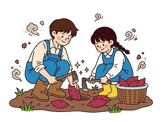 식물 여자 남자 농업 채소 일러스트 가족 바구니 농사 흙 수확 도구 시골 작업 농부 땅 유기농 고구마 수확철 국내일러스트 AI파일 직업 웰빙 산업 관계 뿌리채소 사람 파일형식 벡터