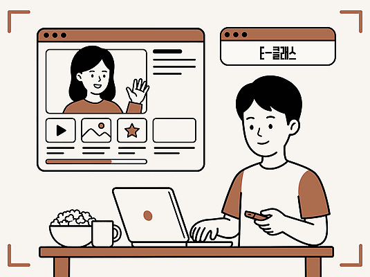 학생 교육 인터넷 일러스트 수업 디저트 기술 전자제품 학습 컴퓨터 스크린 강사 자료 교양 기록 강의 비디오 온라인강의 웹캠 국내일러스트 AI파일 직업 음식 파일형식 벡터 언택트