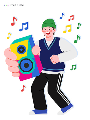 캐릭터 모자 손 남자 음악 일러스트 발 청소년 취미 파티 스피커 소리 공간 다리 춤 즐거움 놀기 국내일러스트 AI파일 잡화 감정 음향기기 모션 문화예술 사람 이벤트 신체부위 파일형식 벡터 전자제품