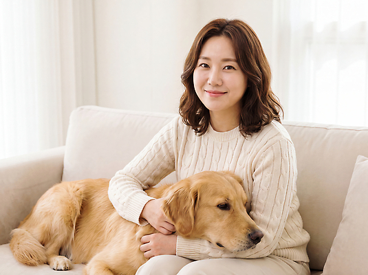 JPG 편집이미지 여자 가족 안기 앉기 일상 친구 반려동물 소파 골든리트리버 편안함 의료성형뷰티 편집실사 동물 의자 관계 모션 사람 라이프 감각 리트리버 CG 파일형식 가구 생활 개 생활용품 포유류 오브젝트