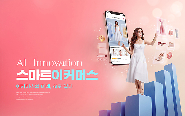 PSD 모델 편집이미지 옷 여자 모바일 기술 경제 쇼핑 플랫폼 스마트 온라인 의료성형뷰티 AI_인공지능 이미지편집 컨셉 교통시설 사람 파일형식 교통 시설