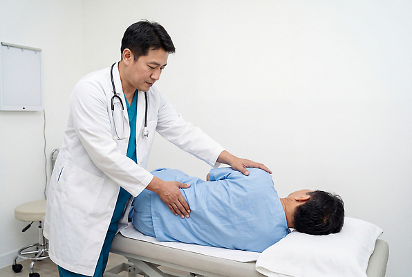 JPG 편집이미지 남자 의학 건강 병원 치료 건강관리 진료 환자 의료진 의사 물리치료 의료시설 의료성형뷰티 도수치료 편집실사 AI인물포토 AI콘텐츠 직업 관리 사람 CG 시설 파일형식 AI포토