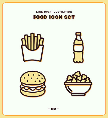 디자인 음료 음식 일러스트 디저트 패스트푸드 세트 식사 감자튀김 햄버거 그림 팝콘 국내일러스트 AI파일 감자 튀김 인스턴트 파일형식 벡터 채소
