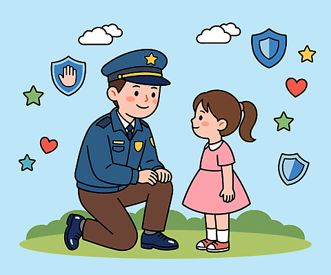 교육 어린이 교통 일러스트 대화 안전 잔디 경찰 보호 심볼 즐거움 112 어린이보호 상호작용 국내일러스트 AI파일 식물 직업 감정 컨셉 말하기 사람 전화번호 파일형식 벡터 모션