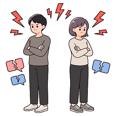 여자 남자 감정 일러스트 관계 표정 대화 친구 팔짱 대립 분노 문제 갈등 분쟁 국내일러스트 AI파일 모션 말하기 사람 파일형식 벡터