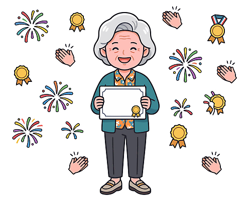 손 여자 기념일 노년 행복 일러스트 기념 불꽃놀이 웃음 이벤트 기쁨 축하 수상 상 상패 국내일러스트 AI파일 감정 컨셉 놀이 표정 사람 성인 신체부위 우승 파일형식 벡터 최고