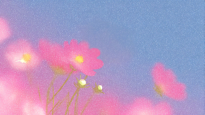 JPG 꽃 화초 줄기 분홍색 잎 일러스트 자연 하늘 풍경 코스모스 국내일러스트 AI일러스트 AI콘텐츠 식물 컬러 생태계 파일형식