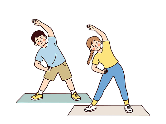 일러스트 건강 사람 일상 운동복 운동 건강관리 스트레칭 균형 유연 체육 즐거움 국내일러스트 AI파일 옷 감정 관리 라이프 파일형식 벡터 생활