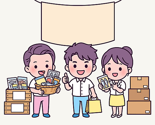 캐릭터 여자 남자 가방 일러스트 포장 웃음 사람 쇼핑 바구니 상점 오브젝트 준비 전어 국내일러스트 AI파일 잡화 표정 어류 파일형식 벡터 수중동물 동물