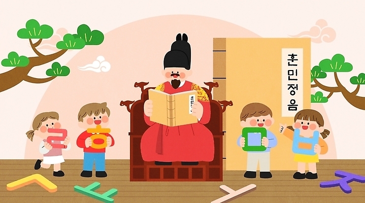 전통 교육 문화 어린이 일러스트 놀이 한국 이야기 웃음 한글 책 학습 모형 왕 읽기 즐거움 그림 한글날 세종대왕 국내일러스트 AI파일 문자 감정 아시아 모션 표정 사람 공휴일 국경일 파일형식 벡터 기념일 나라 이벤트