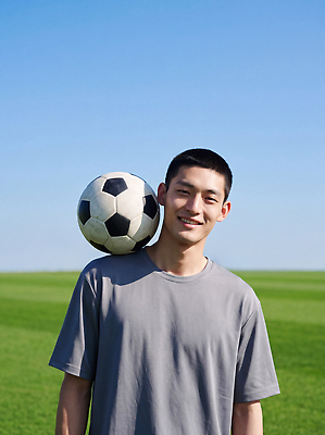 JPG 편집이미지 남자 스포츠 공 하늘 축구선수 웃음 잔디 청년 취미 운동 축구 어깨 의료성형뷰티 편집실사 AI인물포토 식물 운동선수 표정 건강 사람 성인 신체부위 구기 CG 파일형식 AI포토 AI콘텐츠