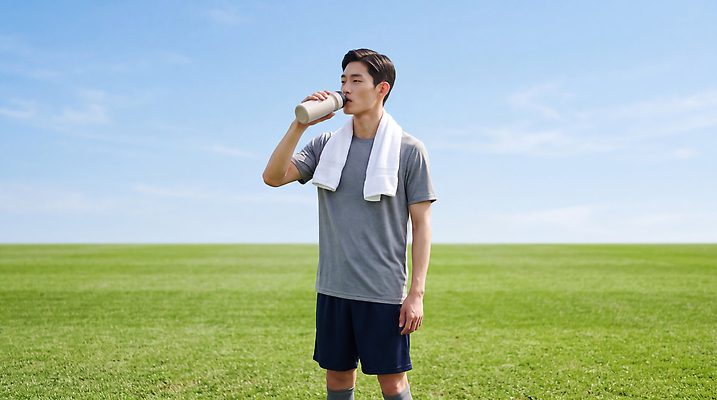 JPG 편집이미지 남자 여유 음료 스포츠 축구선수 건강 잔디 운동복 운동 힘 의료성형뷰티 편집실사 AI인물포토 식물 옷 감정 운동선수 사람 축구 CG 파일형식 AI포토 구기 AI콘텐츠