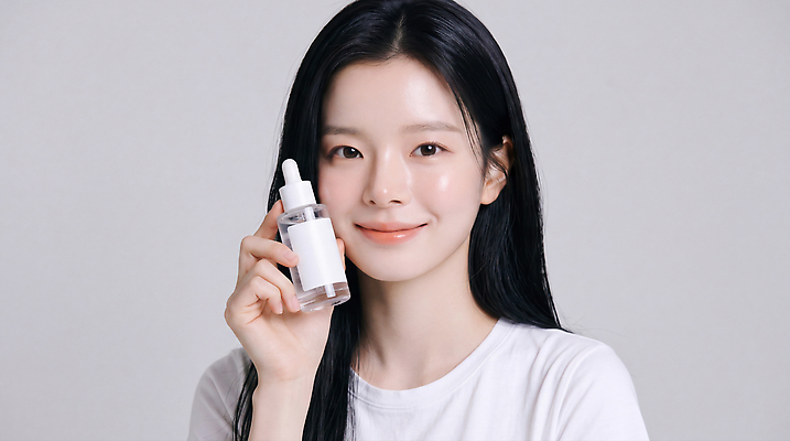 JPG 모델 편집이미지 손 여자 티셔츠 미소 뷰티 화장품 상품 피부 피부관리 스킨케어 의료성형뷰티 세럼 편집실사 AI인물포토 셔츠 표정 사람 신체부위 CG 파일형식 AI포토 상의 AI콘텐츠 옷
